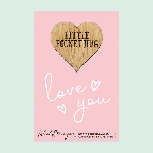 SALE - LOVE YOU - Oak Pocket Hug Token | S064-PH