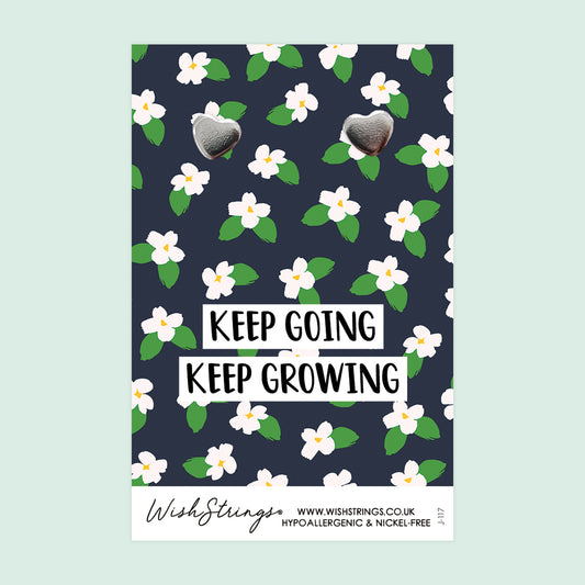 Keep Going, Keep Growing - Silver Heart Stud Earrings | 304 Stainless - Hypoallergenic