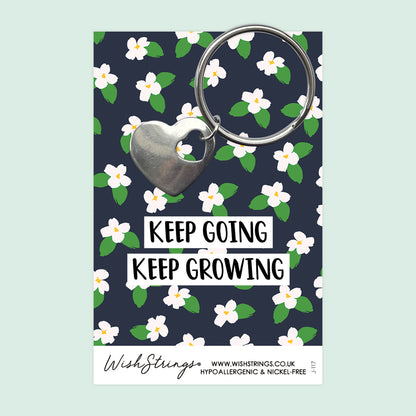 Keep Going, Keep Growing - Heart Keyring