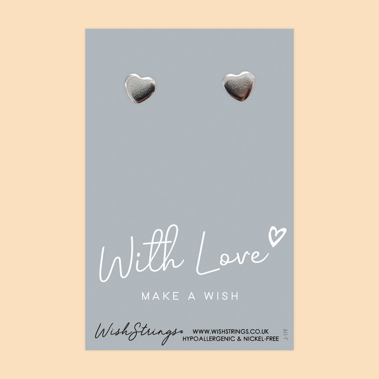 With Love, Make a Wish - Silver Heart Stud Earrings | 304 Stainless - Hypoallergenic