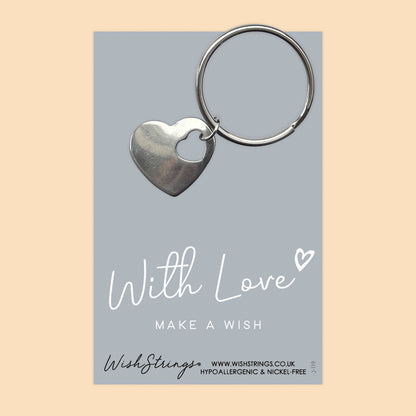 With Love, Make a Wish - Heart Keyring