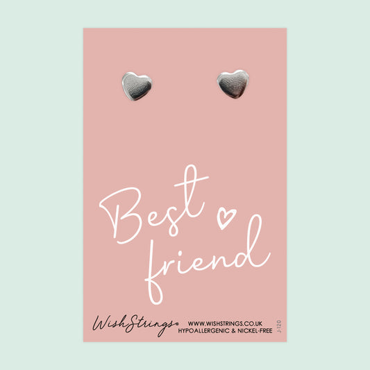 Best Friend - Silver Heart Stud Earrings | 304 Stainless - Hypoallergenic