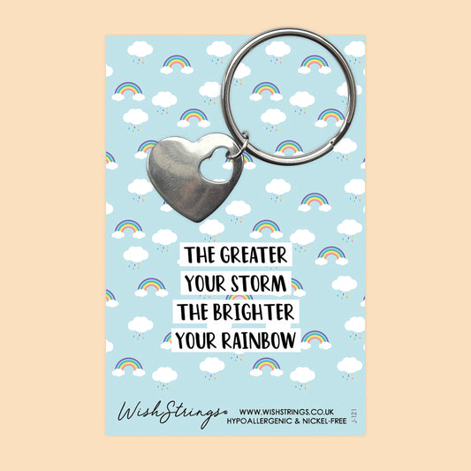 Greater Storm, Brighter Rainbow - Heart Keyring