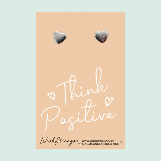 Think Positive - Silver Heart Stud Earrings | 304 Stainless - Hypoallergenic