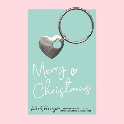 Merry Christmas - Heart Keyring