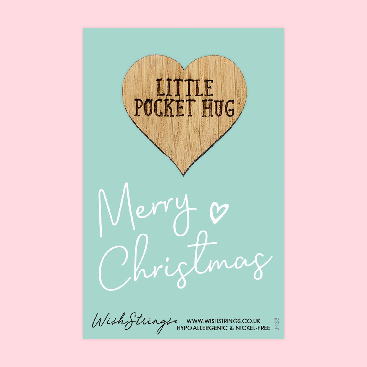 Merry Christmas - Little Pocket Hug - Wooden Heart Keepsake Token