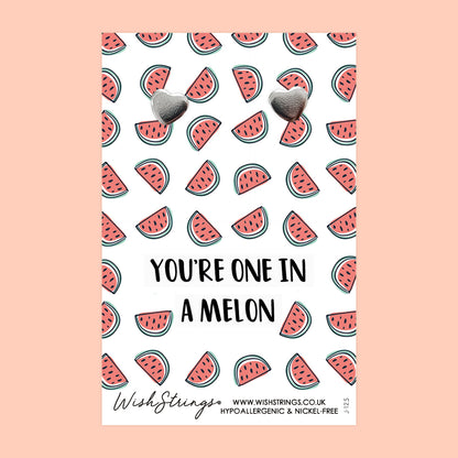 You're One in a Melon - Silver Heart Stud Earrings | 304 Stainless - Hypoallergenic