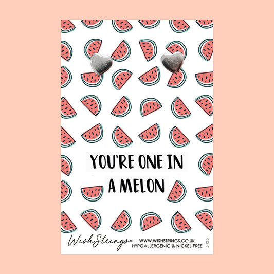 You're One in a Melon - Silver Heart Stud Earrings | 304 Stainless - Hypoallergenic