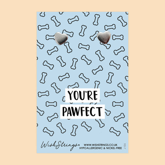 You're Pawfect - Silver Heart Stud Earrings | 304 Stainless - Hypoallergenic