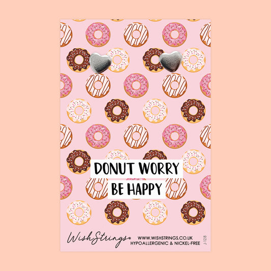 Donut Worry - Silver Heart Stud Earrings | 304 Stainless - Hypoallergenic