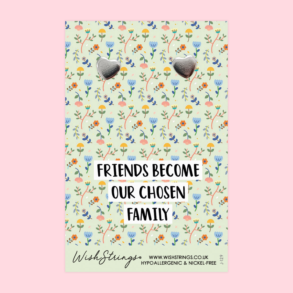 Friends Become Chosen Family - Silver Heart Stud Earrings | 304 Stainless - Hypoallergenic