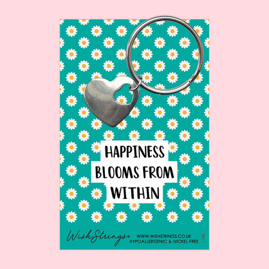 Happiness Blooms from Within - Heart Keyring