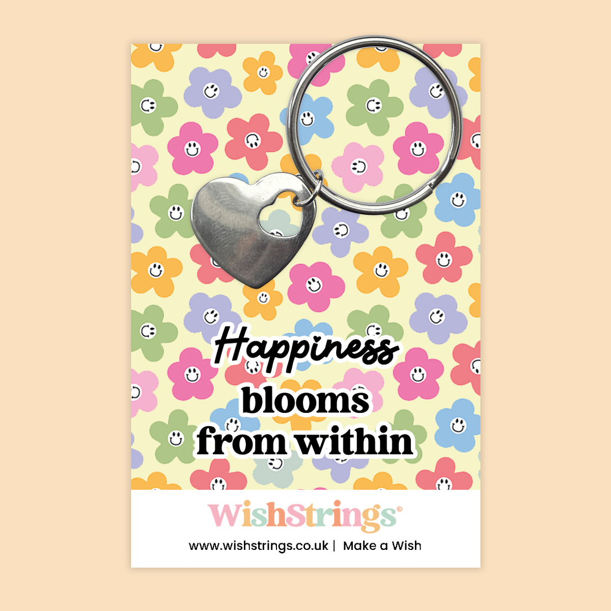 Happiness Blooms from Within - Heart Keyring
