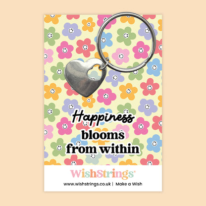 Happiness Blooms from Within - Heart Keyring