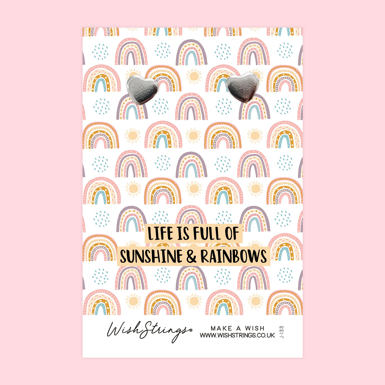 Life is Full of Sunshine and Rainbows - Silver Heart Stud Earrings | 304 Stainless - Hypoallergenic