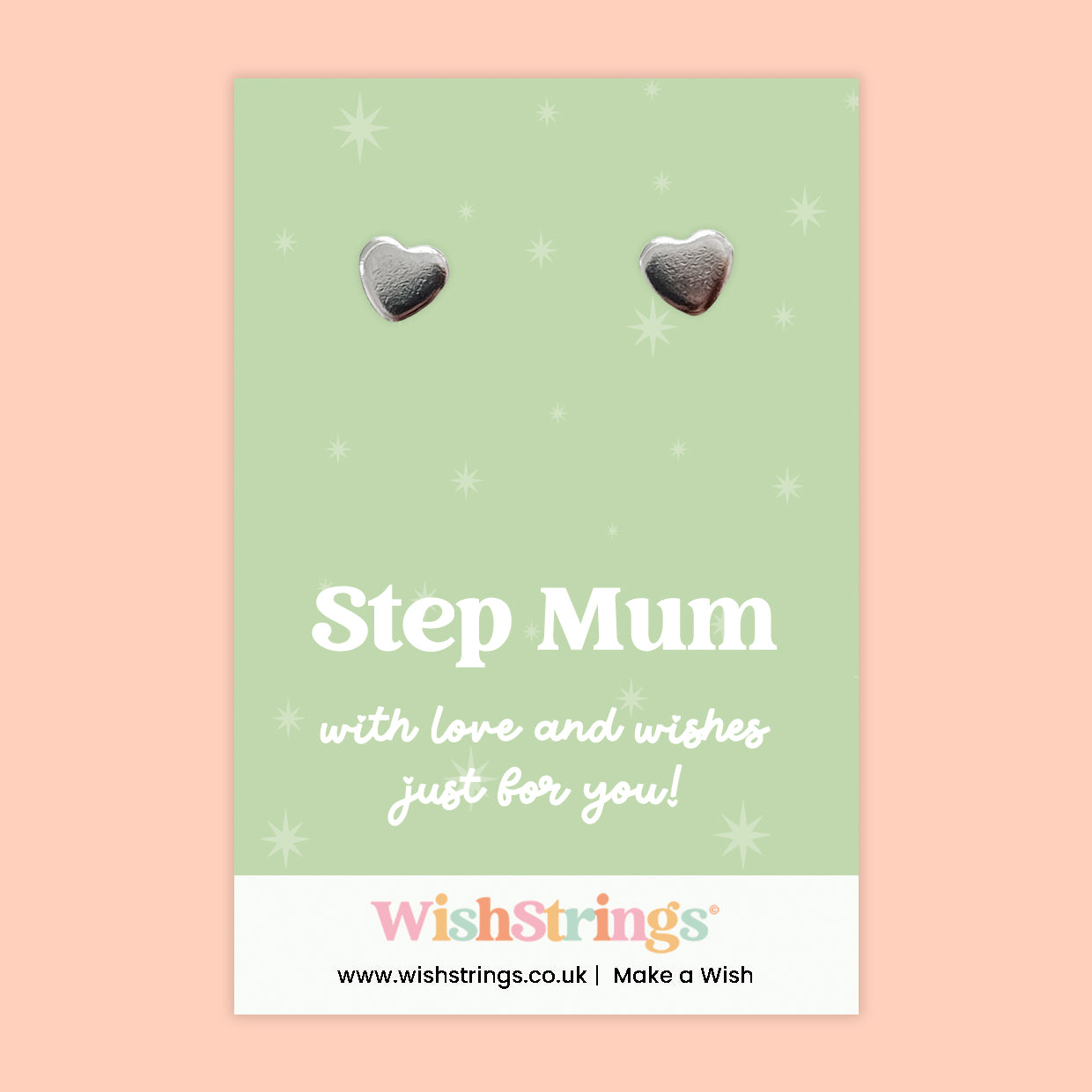 Step Mum | Silver Heart Earrings on Gift Card | Meaningful Gift for Step Mum | Sentimental Jewellery Keepsake