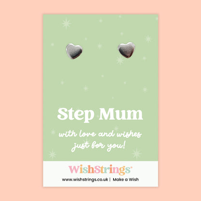 Step Mum | Silver Heart Earrings on Gift Card | Meaningful Gift for Step Mum | Sentimental Jewellery Keepsake