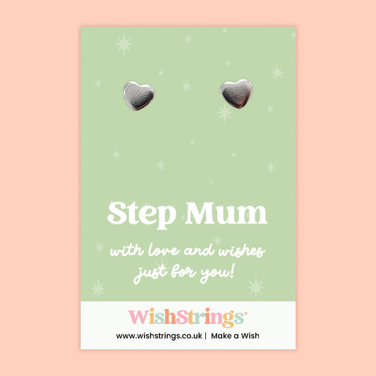Step Mum | Silver Heart Earrings on Gift Card | Meaningful Gift for Step Mum | Sentimental Jewellery Keepsake