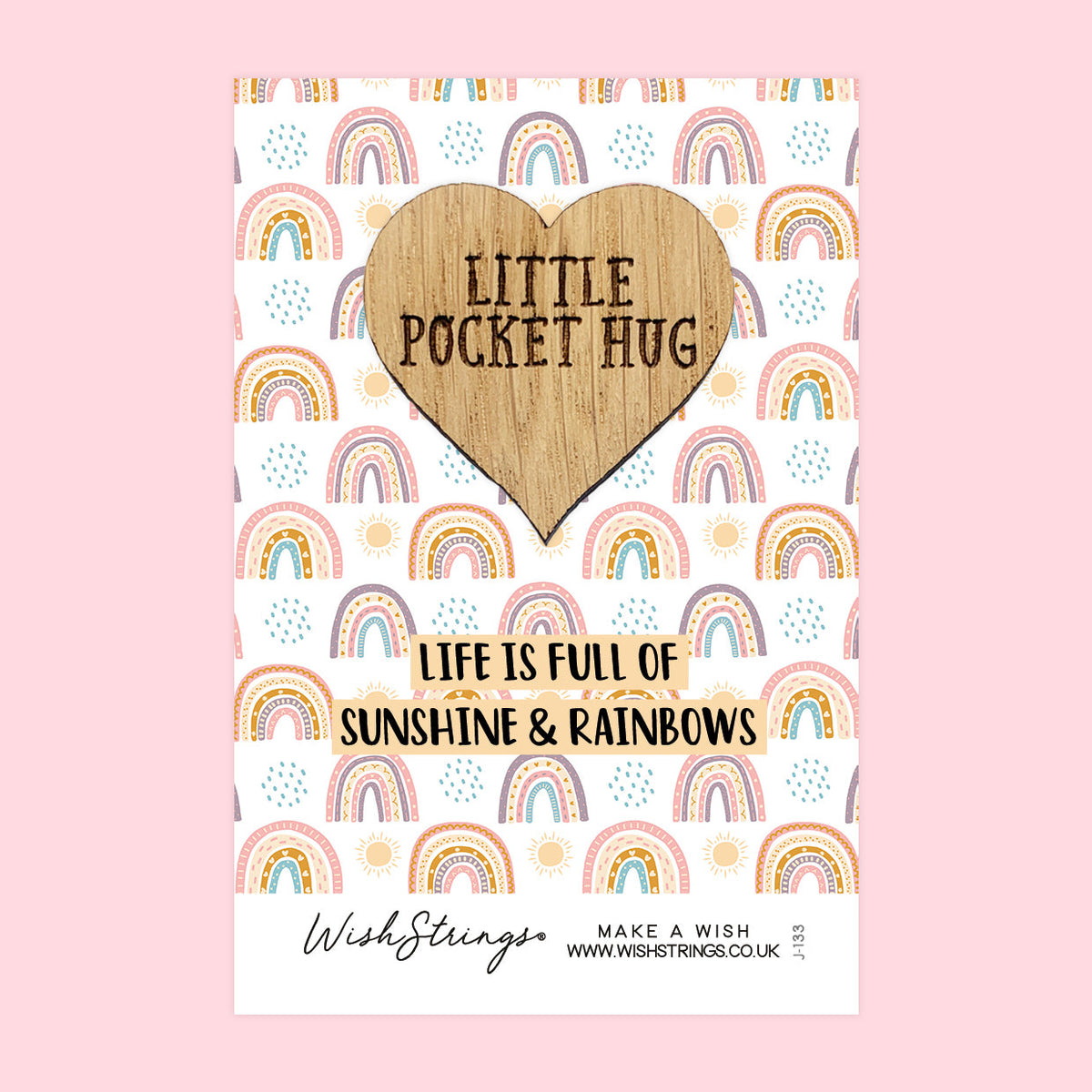 SALE - SUNSHINE & RAINBOWS - Oak Pocket Hug Token | S130