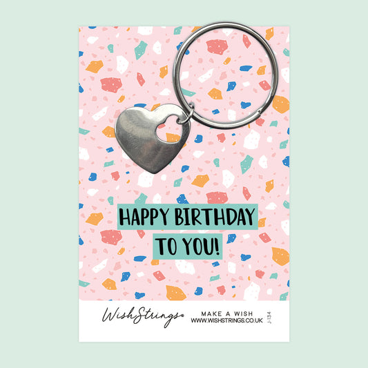 Happy Birthday - Heart Keyring