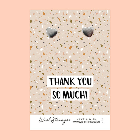 Thank You so much - Silver Heart Stud Earrings | 304 Stainless - Hypoallergenic