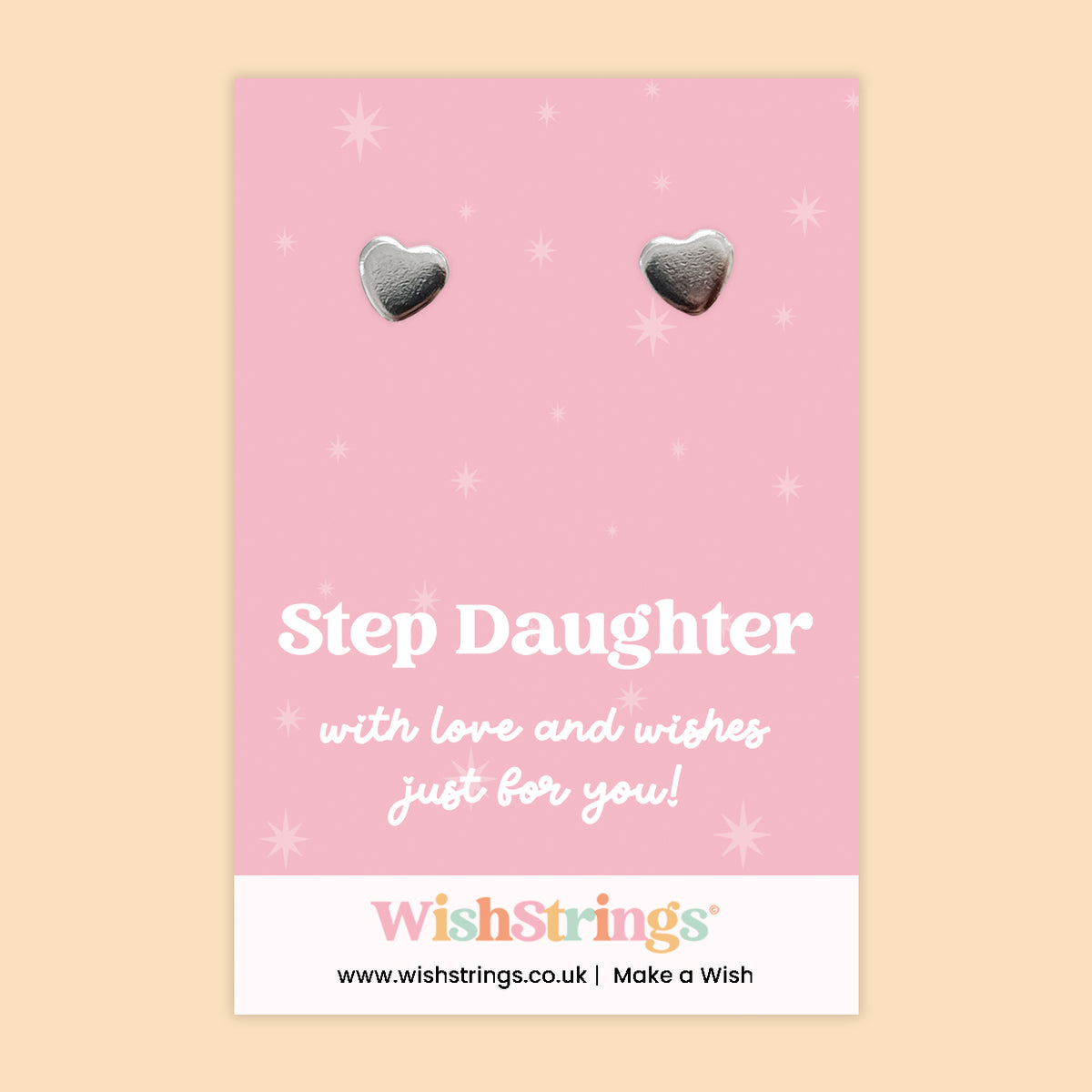 Step Daughter | Silver Heart Earrings on Gift Card | Meaningful Gift for Step Daughter | Sentimental Jewellery Keepsake