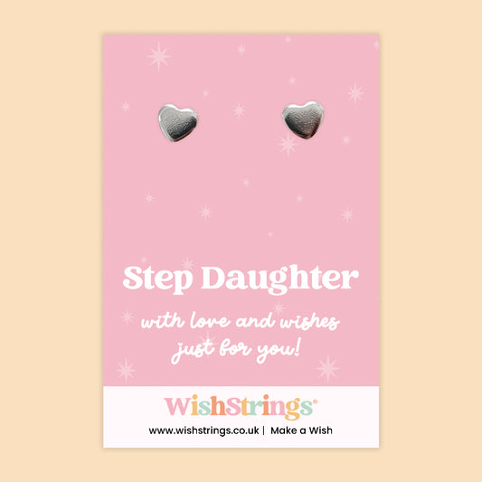 Step Daughter | Silver Heart Earrings on Gift Card | Meaningful Gift for Step Daughter | Sentimental Jewellery Keepsake