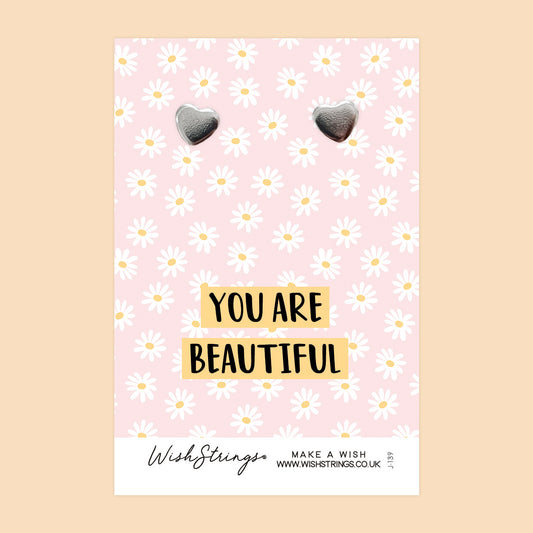 You are beautiful - Silver Heart Stud Earrings | 304 Stainless - Hypoallergenic