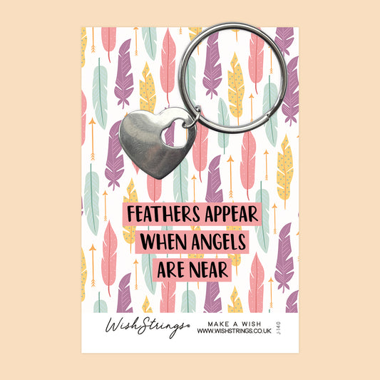 Angels are Near - Heart Keyring