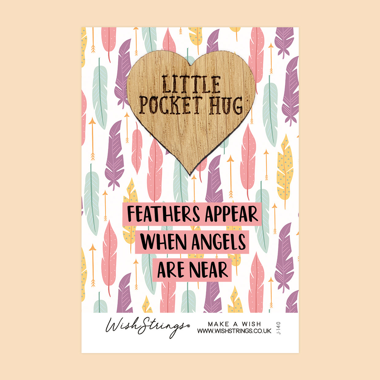 Angels are Near - Little Pocket Hug - Wooden Heart Keepsake Token