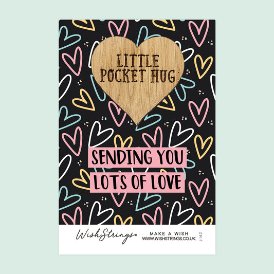 Lots of Love - Little Pocket Hug - Wooden Heart Keepsake Token