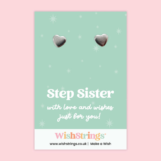 Step Sister | Silver Heart Earrings on Gift Card | Meaningful Gift for Step Sister | Sentimental Jewellery Keepsake