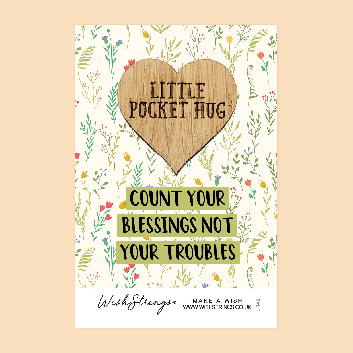 Count your Blessings - Little Pocket Hug - Wooden Heart Keepsake Token