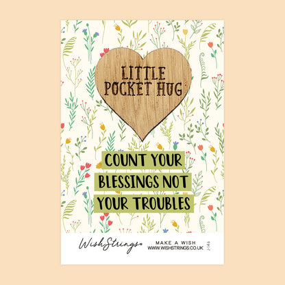 SALE - COUNT YOUR BLESSINGS - Oak Pocket Hug Token | S133