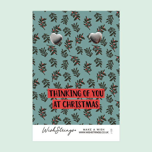 Thinking of you this Christmas - Silver Heart Stud Earrings | 304 Stainless - Hypoallergenic