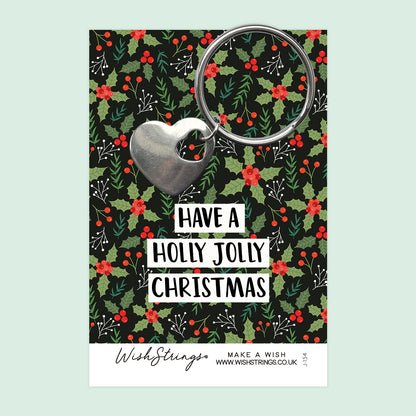 Holly Jolly - Heart Keyring