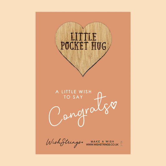 SALE - CONGRATS - Oak Pocket Hug Token | S108