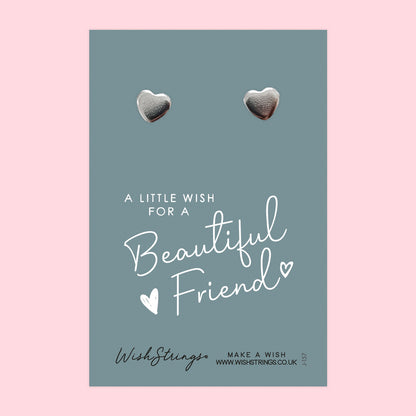 Beautiful Friend - Silver Heart Stud Earrings | 304 Stainless - Hypoallergenic