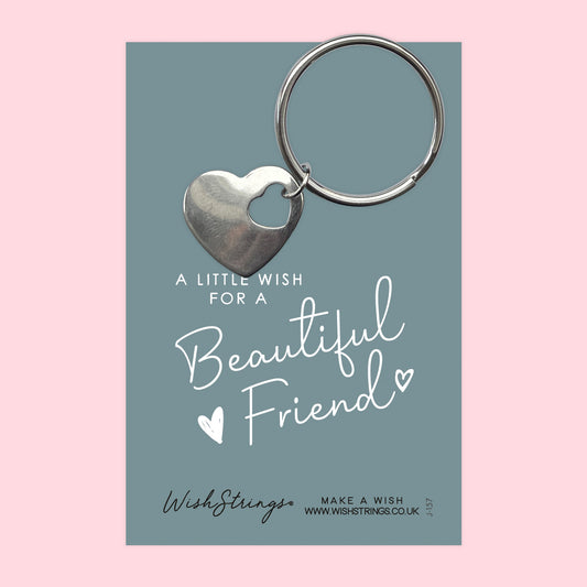 Beautiful Friend - Heart Keyring