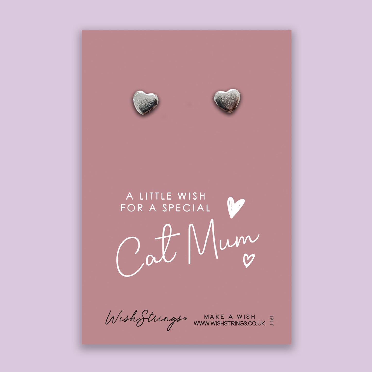 Cat Mum - Silver Heart Stud Earrings | 304 Stainless - Hypoallergenic