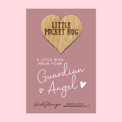 Guardian Angel - Little Pocket Hug - Wooden Heart Keepsake Token