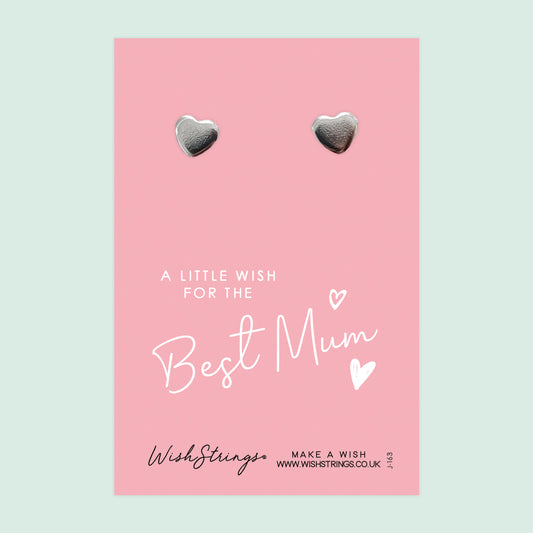 Best Mum - Silver Heart Stud Earrings | 304 Stainless - Hypoallergenic