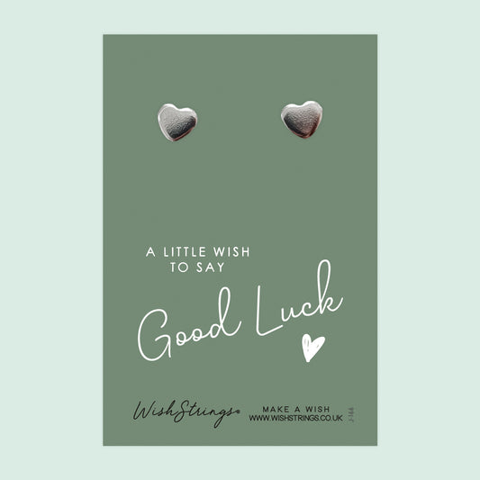 Good Luck - Silver Heart Stud Earrings | 304 Stainless - Hypoallergenic