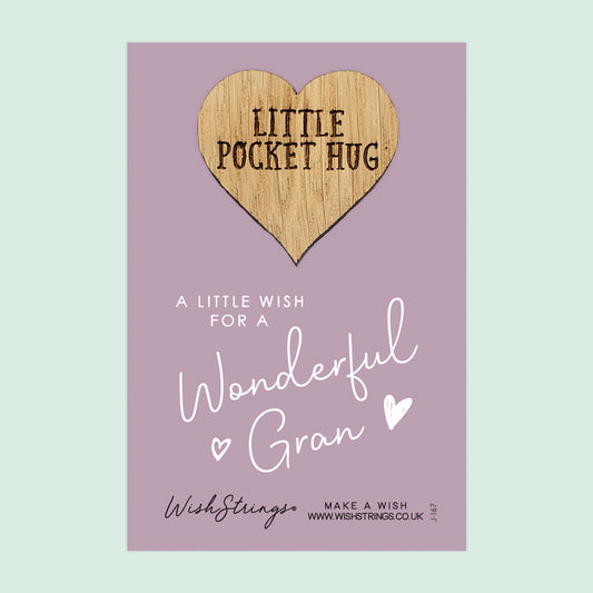 Wonderful Gran - Little Pocket Hug - Wooden Heart Keepsake Token