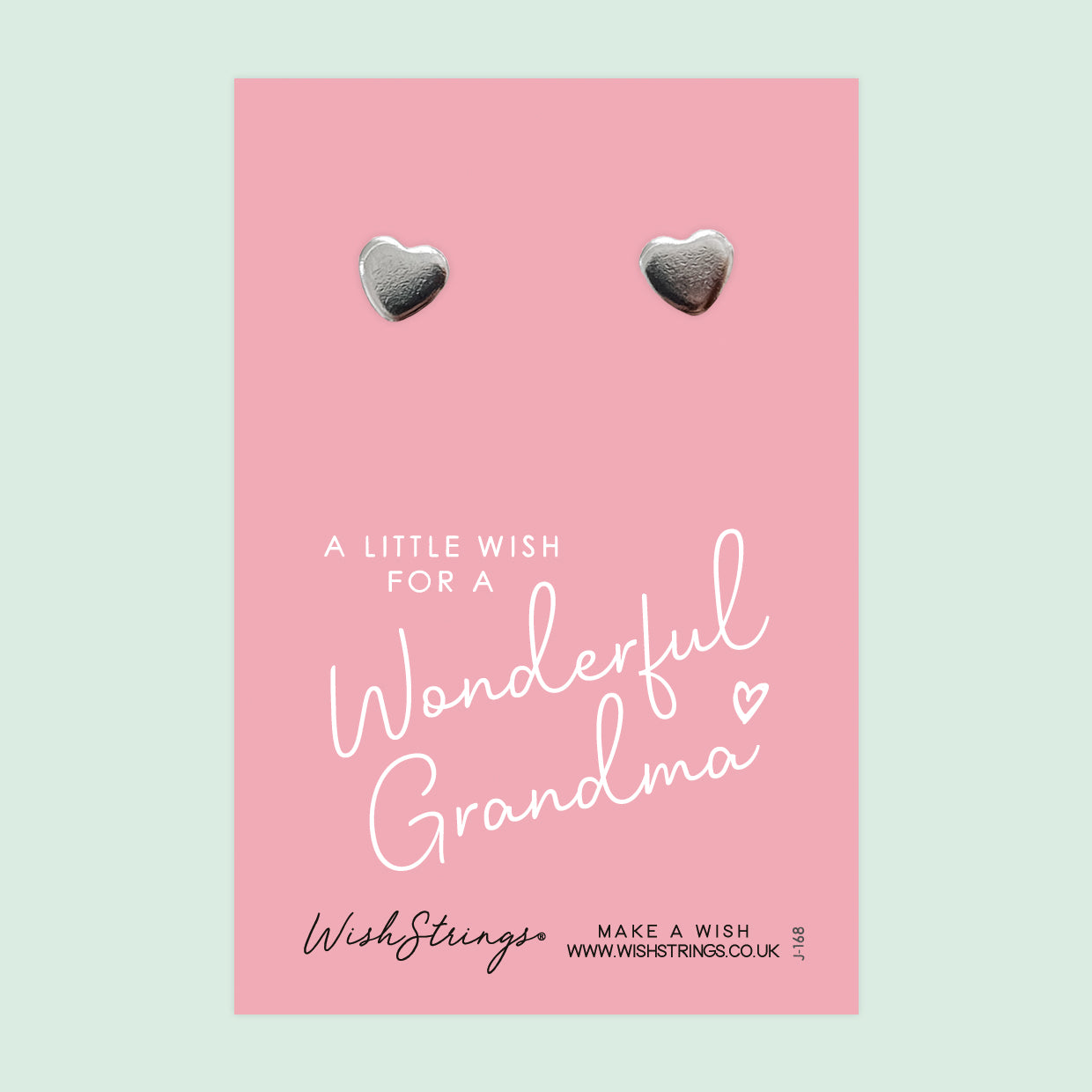 Wonderful Grandma - Silver Heart Stud Earrings | 304 Stainless - Hypoallergenic