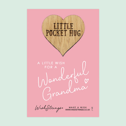 Wonderful Grandma - Little Pocket Hug - Wooden Heart Keepsake Token