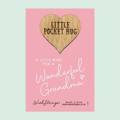 SALE - WONDERFUL GRANDMA - Oak Pocket Hug Token | S107