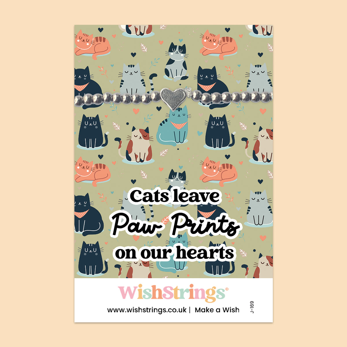 Cats Leave Paw Prints on Our Hearts - Heart Stretch Bracelet