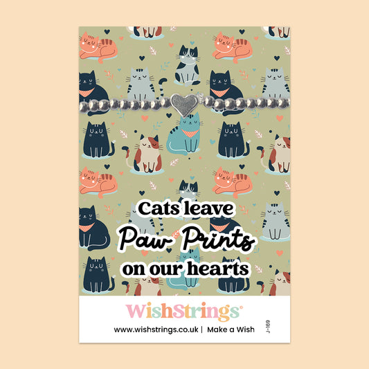 Cats Leave Paw Prints on Our Hearts - Heart Stretch Bracelet