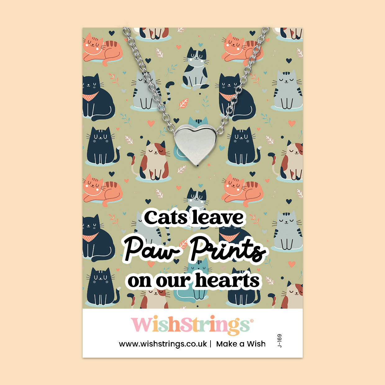 Cats Leave Paw Prints on Our Hearts - Heart Necklace